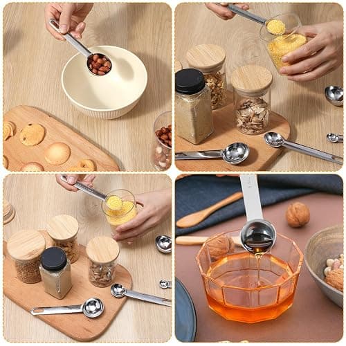 6 Pcs Stainless Steel Measuring Spoons Set, Metal Measure Spoons, Table Spoon Measuring Spoon for Coffee, Teaspoon Scoop, Includes 1/8, 1/4, 1/2, 1 TSP, 1/2 Tbsp, 1 Tbsp, Food Grade thumbnail 5