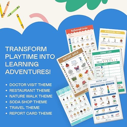 Tiny Expressions Pretend Play Notepads - 6-Pack Kids Play Pads | 40 Pages Each of Restaurant, Doctor, Boarding Pass, Report Card, Nature Walk & Soda Shop for Imaginative Role Play thumbnail 2