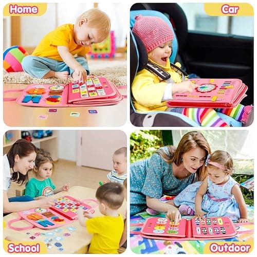Winblo Toddler Busy Board - Montessori Toys for Toddler Girl Birthday Gift, Educational Learning Sensory Busy Book for Toddlers Girls, Toddlers Activities Travel Toys for Airplane Car thumbnail 6
