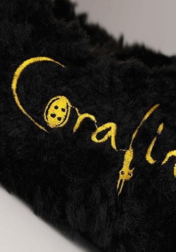 Coraline Cat Adult Slippers - Polyester, Embroidered Details, Foam Soles, Anti-Slip Grips, Officially Licensed thumbnail 8