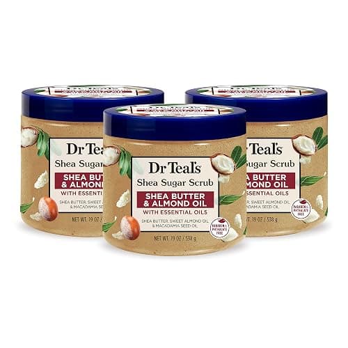 Dr Teal's Shea Sugar Body Scrub, Shea Butter with Almond Oil & Essential Oils, 19 oz (Pack of 3) - Image 1