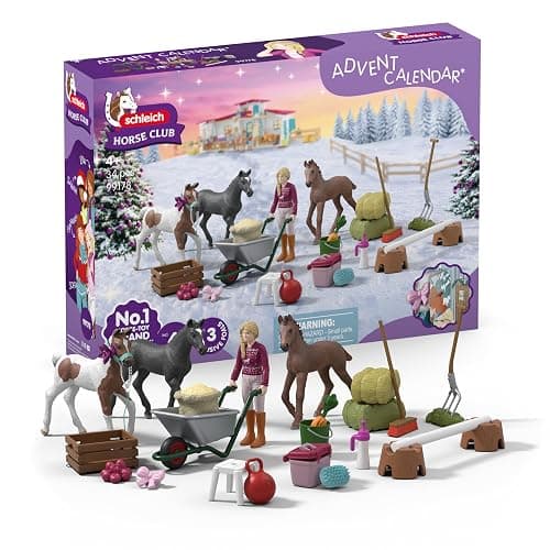 Schleich Horse Club - 2025 Horse Club Advent Calendar: Holiday Foal Magic - 34 Toys Including Poseable Figurine, 3 Horses and Accessories - Holiday Event Calendar for Christmas - Kids Ages 5+ | 99178 - Image 1