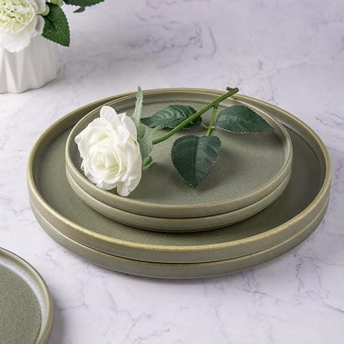 AmorArc Stoneware Dinner Plates Set of 4, 10.5 Inch Reactive Matte Glaze Ceramic Plates Set, Modern Dinnerware Dish set for Kitchen, Microwave, Dishwasher Safe thumbnail 2