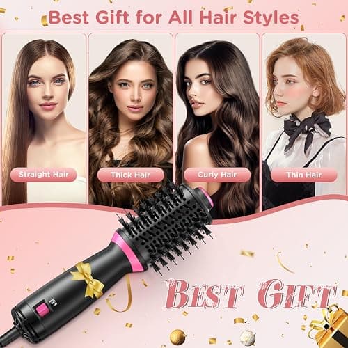BKXCHA 3in1 Warmluftbürste Rundbürstenföhn, Doppelte Spannung One-Step Ionen Hair Dryer Brush, Tragbare Föhn Bürste mit 2 Geschwindigkeiten & 2 Adapter, Föhnbürste und Volumiser für Alle Haartypen thumbnail 7