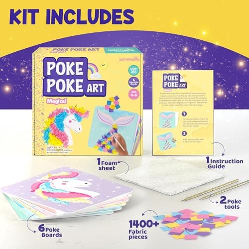 jackinthebox Poke Poke Art – Magical Theme, Mess-Free Fabric Art and Craft, Flower Pressing Kits, Gift for Kids, Girl Gifts, DIY Activity Boy Gift, Toys for Girls and Boys Ages 4 5 6 7 8 thumbnail 6