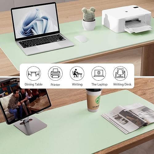 Aothia Large PU Leather Desk Pad Protector - Non-Slip Mouse Pad & Writing Mat for Office/Home, Waterproof, Easy to Clean (23.6" x 13.7", Aqua) thumbnail 5