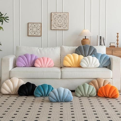 ZCNYCLAM Shell Pillow, Shell Shaped Decorative Throw Pillows with Velet for Couch Bed, Cute Seashell Beachy Room Decor Aesthetic Throw Pillows for Bedroom Living Room(13x10 Inches, Dusty Blue) thumbnail 2
