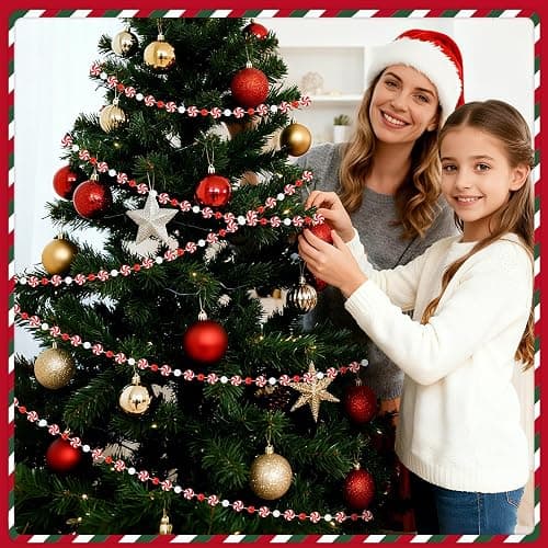 UPINS 1500Pcs Christmas Red and White Beads for Jewelry Making Xmas Candy Polymer Clay Beads for Holiday Necklace Bracelet Earring Craft and Christmas Tree Ornaments thumbnail 6