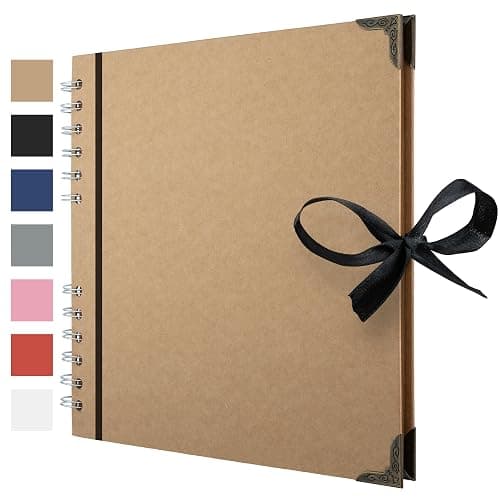Bstorify Scrapbook Photo Albums 60 Pages (21 x 21 cm) Brown Thick Kraft Paper Scrap Book Ideal for Your Scrapbooking Albums Art & Craft Projects - Image 1