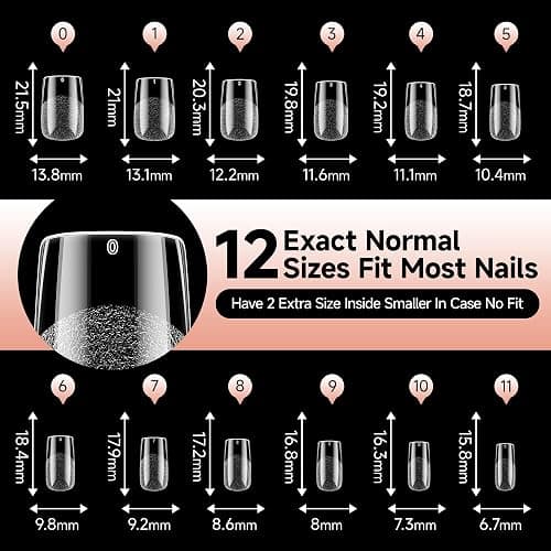 UNA GELLA Nail Tips Short Square, Pre-buff Matte Gel Nails Tips Short Square Nail Tips 120pcs Clear Full Cover False Fake Nails for Nail Extensions DIY Home Salon 12 Sizes for Women thumbnail 9