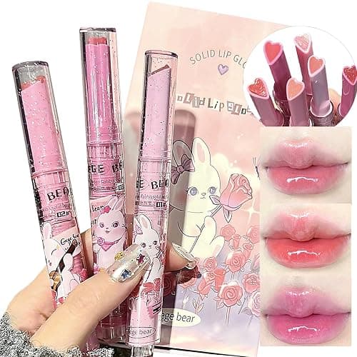 LuckNest 3 Colors Jelly Lipstick Gift Set, Tinted Heart Shape Lip Stain Lip Gloss, Mirror Hydrating Jelly Love Lipstick, Moisturizing Tinted Lip Balm, Vivid Color Glossy Lip Makeup for Girls (A) - Image 1