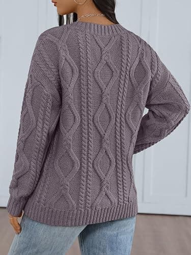 Trendy Queen Oversized Cable Knit Sweaters for Women 2025 Cozy Pullover Knit Fall Outfits V Neck Cute Winter Clothing thumbnail 4