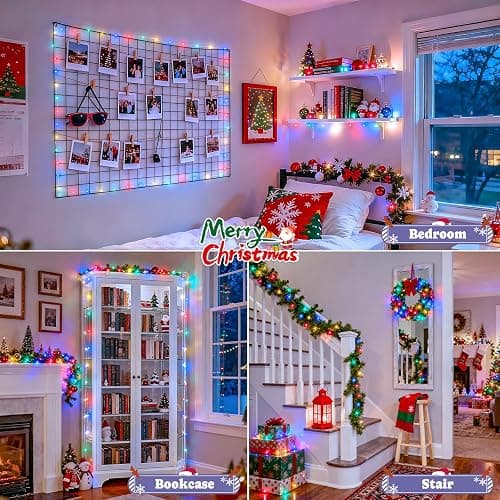 JMEXSUSS 2 Pack Multicolor Fairy Lights Battery Operated, Total 200 LED 66ft Indoor Christmas Twinkle Lights with Remote, 8 Modes Multicolor String Lights for Bedroom Wedding Birthday Party thumbnail 6
