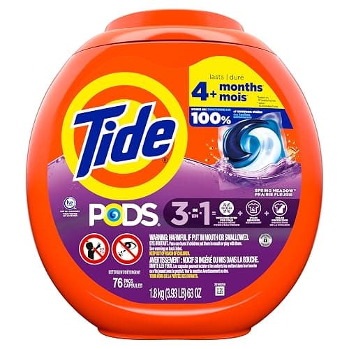 Tide PODS laundry detergent pacs, 3-in-1 Stain Remover, Odor Fighter, Color Protector, 76 Count, HE compatible, Spring Meadow Scent thumbnail 12