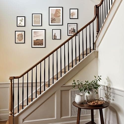 ArtbyHannah Gallery Wall Frame Set,Black Picture Frames Collage Wall Decor with Neutural Art for Living Room Stariway,8 Pack Assorted Size-11"x14",8"x10",6"x8" - Large - Black thumbnail 5