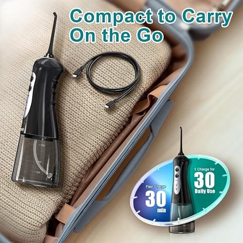 Nicefeel Cordless Water Dental Flosser – 300ML BPA-Free Portable Oral Irrigator, 3 Cleaning Modes, Fast Charge, IPX7 Waterproof for Teeth, Gums & Tonsil Stones – Home & Travel Use thumbnail 9
