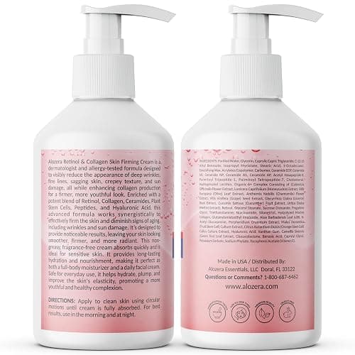 Alozera Skin Firming Retinol Collagen Body Lotion with Stem Cells for Aging Skin and Wrinkles, Non-Greasy, Lightweight Moisturizer, Fragrance-Free, 16.9 oz 2-Pack thumbnail 7