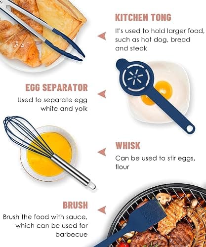 Kitchen Utensils Set-12 Pieces Silicone Cooking Utensils Set (Dishwasher Safe) 392°F Heat Resistant Spatula Set,Kitchen Utensil Set for Nonstick Cookware,Best Kitchen Tools with Holder thumbnail 5