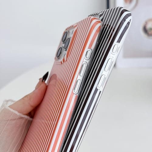 HYUEKOKO Striped Phone Case for iPhone 14 Pro, Fashion Retro Stripe Pattern Aesthetic Cover, Soft TPU Slim Shockproof Case for Girls Women-Blue thumbnail 7
