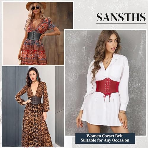 SANSTHS Wide Corset Belt for Women Lace-up Renaissance Corset Hight Waist Elastic Belt for Halloween Costume Parties thumbnail 5