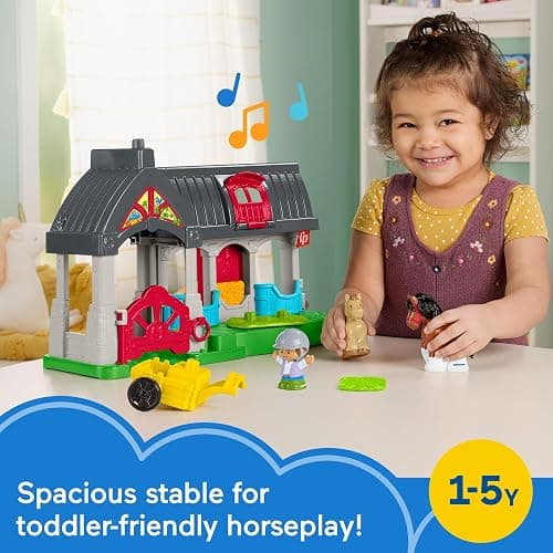 Fisher-Price Little People Toddler Toy Friendly Horses Stable Playset with Sounds, Figures & Accessories for Kids Ages 1+ Years thumbnail 2