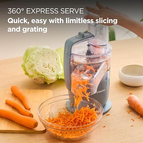 Kenwood, MultiPro Go FDP22.​130GY, Food Processor, for Chopping, Slicing, Grating, Pureeing and Kneading Dough, with Express Serve, 1.3L Bowl, Knife blade, 4mm Slicing/Grating Disk, 650 Watts, Grey thumbnail 3