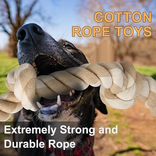Fida Dog Rope Toys for Large/Medium Aggressive Chewers, Tough Cotton Chew Toy, 3 Feet 5 Knots Indestructible, Tug of War Dog Pull Rope Teeth Cleaning thumbnail 2