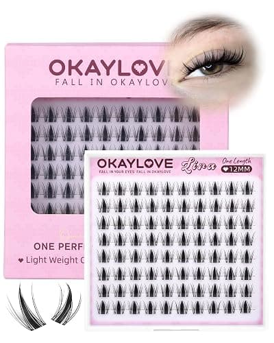 OKAYLOVE Manga Lash Clusters, LIRA 12mm Natural Anime Eyelash Clusters with Spikes, 80pcs CC Curl Fairy Individual Lashes Clear Band Wispy Cluster Eyelashes Extensions for Party, Cosplay - Image 1