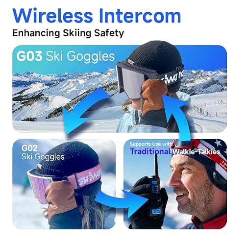 SKIWARRIOR Multifunctional Smart Bluetooth Ski Goggles with Walkie-Talkie, Anti-Fog Zeiss Lens, Music & Call Function thumbnail 5