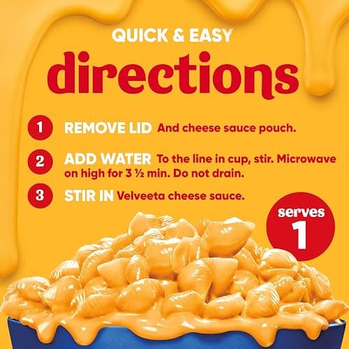 Velveeta Shells and Cheese Mac and Cheese, for Easy Snacks or Dinner Sides, Original Flavor, 2.39 oz, 8 Cups (Pack of 2) thumbnail 8