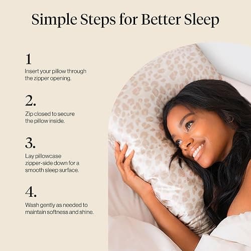 Kitsch Satin Pillowcase with Zipper for Hair & Skin - Softer Than Silk Pillow Cases, Smooth Cooling Satin Pillow Case, Wrinkle-Free, Machine Washable - Pillow Cases Standard Size 19x26 - Leopard thumbnail 7