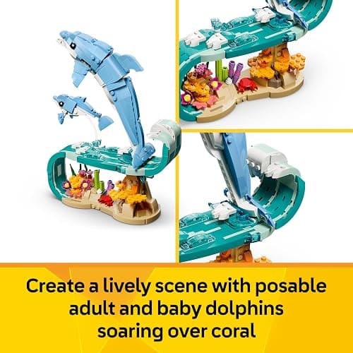 LEGO Creator 3in1 Sea Animals: Beautiful Dolphins Toy - Sea Animal Figure Transforms into a Seahorse or Crab - DIY Room Decor Idea - Creative Gift for 9+ Year Old Girls & Boys - 31385 thumbnail 5