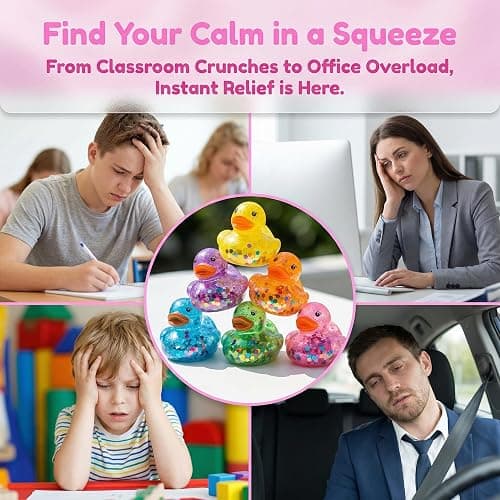 12 Pcs Gliter Mini Duck Squishy, Cute Colorful Slow Rise Fidget Stress Balls for Adult Sensory Ducks for Gifts Office Stocking Stuffer ADHD Autism Anxiety Relief thumbnail 5