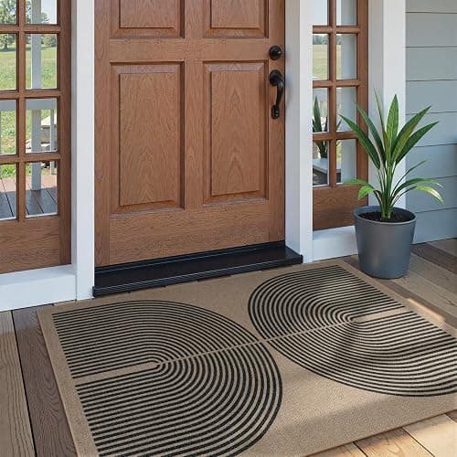 Lahome Modern Rainbow Easy Jute Rug, 3x5 Washable Rugs for Entryway Farmhouse Black Patio Carpet, Non Slip Indoor Door Mat Contemporary Outdoor Porch Carpet for Laundry Guestroom Room Decor thumbnail 2