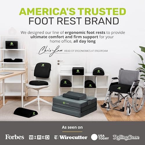 ErgoFoam Foot Rest for Under Desk at Work - Premium Under Desk Footrest - Desk Foot Rest for Lumbar, Back, Knee Pain - Ergonomic Foot Stool Under Desk (Black, Mesh) thumbnail 6
