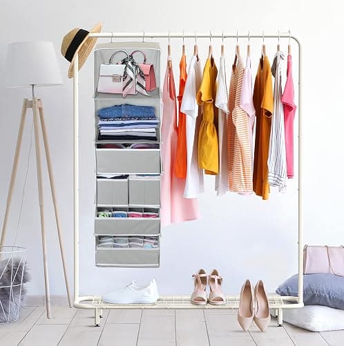 Simple Houseware 6 Shelf Hanging Closet Organizer with 5 Drawers Storage, Grey thumbnail 6