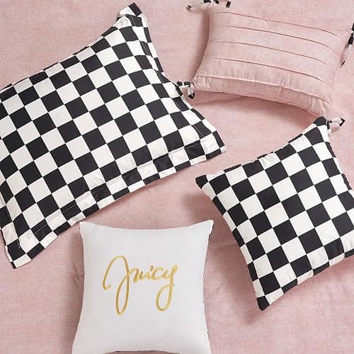 Juicy Couture Reversible Checkerboard Comforter Set 5-Piece Twin/Twin XL Set, Black/White thumbnail 4