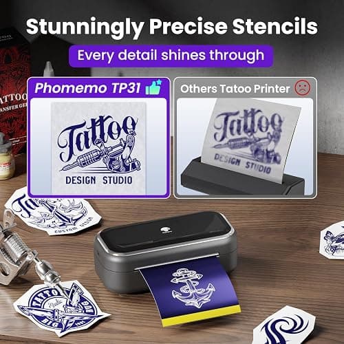 Phomemo TP31 Mini Tattoo Stencil Printer,Bluetooth Tattoo Printer with 30pcs Transfer Paper,Tattoo Machines Printers for Tattoo Beginners & Artists Temporary Tattoo Maker thumbnail 4