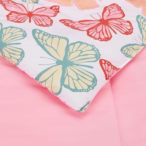 Amazon Basics Kid's Soft, Easy Care Microfiber Bed-in-a-Bag 5-Piece Bedding Set, Twin, Butterfly Friends thumbnail 4