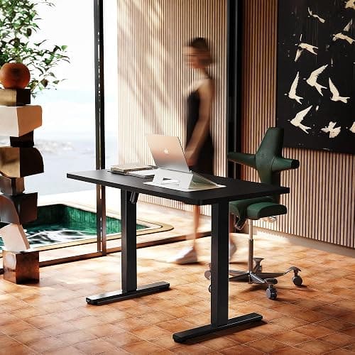 HUANUO 48" x 24" Electric Standing Desk Adjustable Height, 4 Memory Height Settings, Headphone Hook, Cable Manager, Sit Stand Up Desk for Home Office & Computer Workstation, Black thumbnail 2