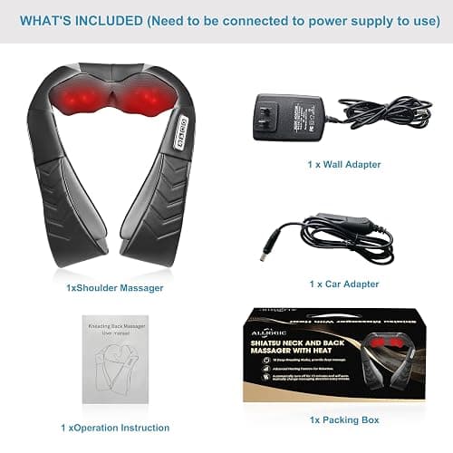 Alliggic Shiatsu Neck and Back Massager, Electric Shoulder Massager with Heat, Deep Tissue Kneading Massage for Pain Relief, Gifts for Dad Mom Friend Birthday Father's Day(NOT Cordless) thumbnail 8