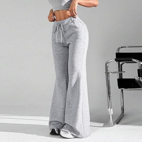 Godalithic Flare Wide Leg Sweatpants Women Drawstring High Waisted Joggers Baggy Casual 2025 Flowy Bell Bottom Yoga Pants thumbnail 2
