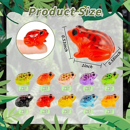 Exasinine 50Pcs Luminous Mini Resin Frog 10 Colors Miniature Frog Figurines Tiny Animals for Crafts Fairy Garden Micro Moss Landscape Aquarium thumbnail 3