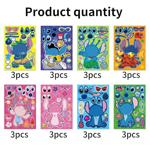 24 Sheets Cute Stickers,Mixed & Matched with 8 Designed Characters(3 of Each) Stickers, Cartoon Party Favors, Gifts for Her (Blue) thumbnail 4