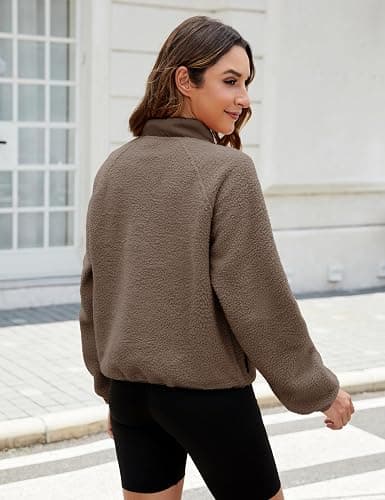 AMEBELLE Women’s Lightweight Fleece Pullover Jacket Cropped Fall Winter Fuzzy Sherpa Jacket Sweatshirt Coat with Pockets thumbnail 6