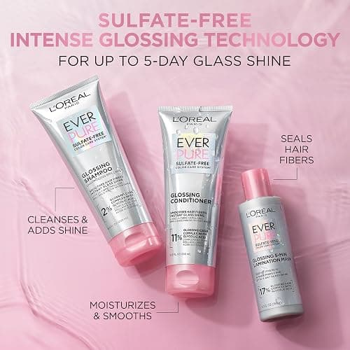 L'Oreal Paris Glossing Lamination Hair Mask with Glycolic Acid, Hair Treatment for Lasting Shine and Smoothness for Dull, Dry Hair, EverPure, 5.1 Fl Oz thumbnail 3