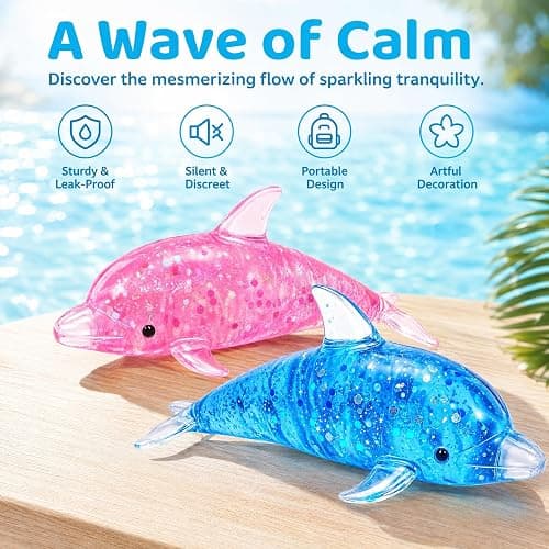2 Pack Squishy Dolphin Sugar Stress Balls for Adults, Kawaii Dolphin Sugar Ball Squishy Vase Fillers, Sea-Animals Sensory Stress Vase Fillers, Party Favors, Easter Basket Stuffers thumbnail 4