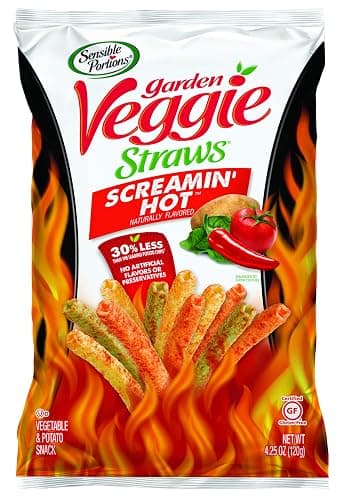 Sensible Portions Garden Veggie Straws, Screamin' Hot, Gluten Free & Non-GMO, 4.25 Ounce (Pack of 12) - Image 1