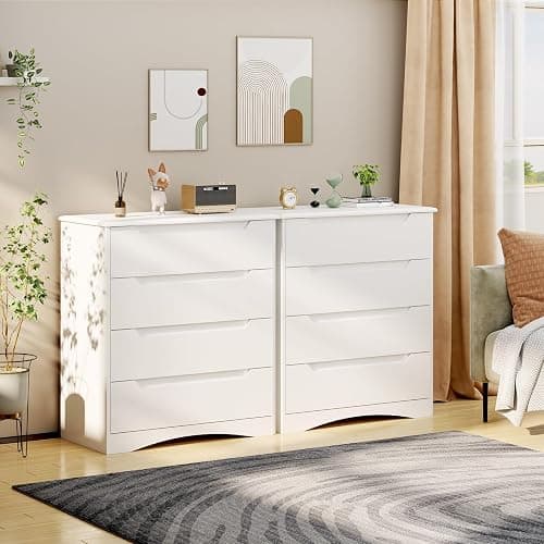 Bealife Dresser for Bedroom, 4 Drawer Dressers Chest of Drawers with Anti-Tripping Device, White Dresser for Closet with Embedded Handles, Closet Chests Organizer for Hallway, Living Room (White) thumbnail 5
