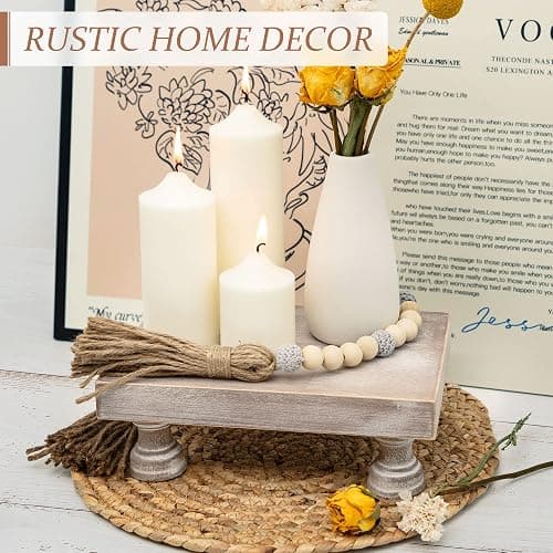 EOSAHR Farmhouse Riser for Room Decor : Decorative Pedestal Stand For Display Your Home Decorations and Uniquely Soap Stand - Rustic Bathroom Counter Tray and Kitchen Decor (Natural Wood) thumbnail 7